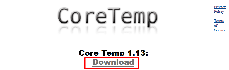 Core Tempのダウンロード